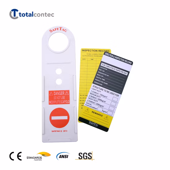 Piezas de andamio Kits de tarjeta de inspección de advertencia y soporte Etiqueta de andamio de seguridad de plástico para construcción