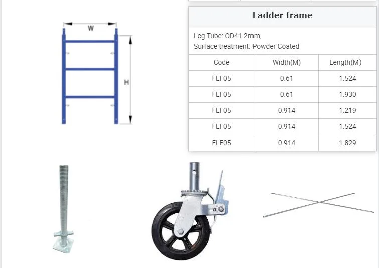 1219*1524 mm Frame Scaffolding System Good Price China Manufacturer Scaffold Frame Cross Brace Jet Pin Galvanized Scaffold Frame