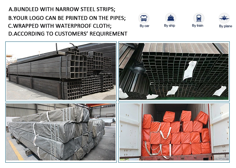 100X100 Square Iron Steel Tube Supplier ERW Shs Ms Square Hollow Section for Construction Material