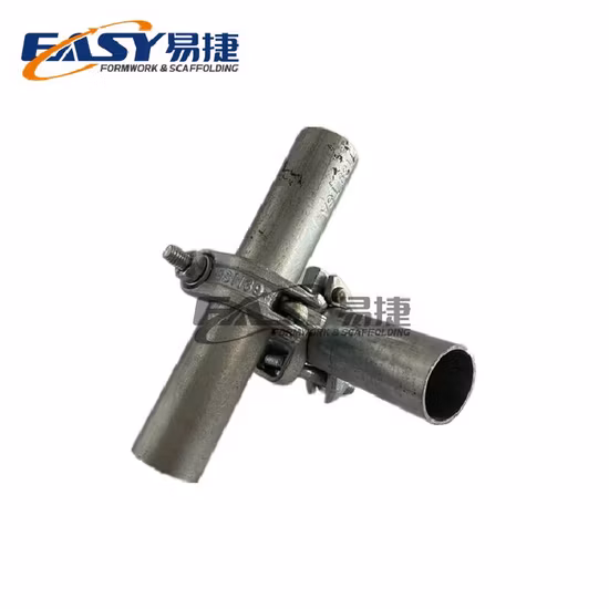 Andamio fácil BS1139 En74 JIS Andamio de acero Q235 prensado forjado Doble fijación Viga de manga giratoria Acoplador de andamio de 48/60 mm